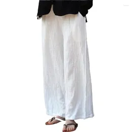 Women's Pants 2023 Spring Autumn Fashion Solid Cotton Linen Women Style Straight High Waist Trousers Street Wide Leg