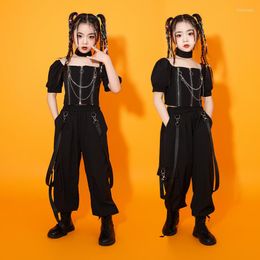 Stage Wear Teenage Girls Showing Outfits Hip Hop Clothing Crop Tank Tops Cargo Pants For Kids Cool Jazz Dance Costume Street Clothes