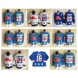 CCM Vintage Quebec Nordiques Hockey Jersey 19 Joe Sakic 13 Mats Sundin 21 Forsberg 10 Guy Lafleur 16 MICHEL GOULET 26 Peter Stasy rare