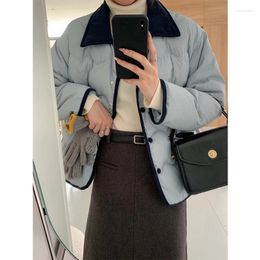 Women's Trench Coats 2023 Korean Cotton Clothes Fashion Small Fragrance Style Short Lapel Colour Matching Loose Down Winter