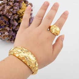 Bangle Big Bracelet Rings Dubai Women Nigerian Jewelry 18K Gold Plated Fashion Luxury High Quality Cuff Wedding Clothing Gift