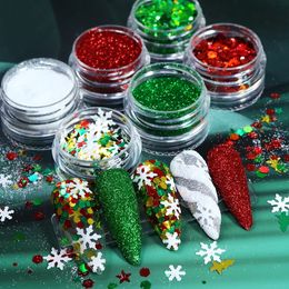 Acrylic Powders Liquids Christmas Nail Supplies Snowflake Tree Star Red Green White Glitter Accessories For Manicure Design Decoration 231121