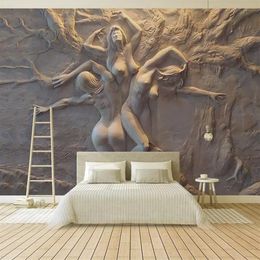Custom Wallpaper European 3D Stereoscopic Embossed Abstract Beauty Body Art Background Wall Painting Living Room Bedroom Mural321f