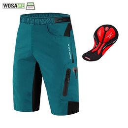 WOSAWE Men MTB Cycling Shorts Built-in Gel Padded Cycling Underwear Pro Mountain Bike Loose Outdoor Downhill Shorts298t