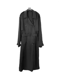 Women's Trench Coats Black Long Coat Fashionable Atmosphere Personality Comfortable And Versatile 2024 Fall Winter 1103