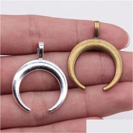 Charms Charms 10Pcs 33X26Mm Pendant Horns Crescent Moon Charm Pendants For Jewelry Making Antique Sier Plated Drop Delivery Jewelry Je Dhoks