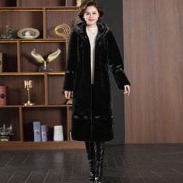 Real Fur Coat Sheep Shearing Fur Lamb Fur Coats Winter Coat Women Wool Jacket Hooded Tops PU Lining Long Korean Tops ZT254 T191118