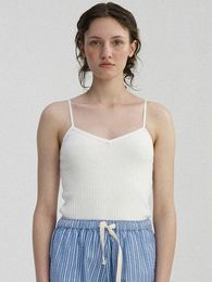 Women's Tanks Summer Women Versatile V-neck Tank Tops Korean Style Ladies Solid Sleeveless Camis 2 Colours Trendy Clothes
