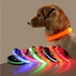 Dog Collars Leashes Led Glowing Dog Collar Adjustable Flashing Rechargea Luminous Collar Night AntiLost Dog Light HarnessFor Small Dog Pet Products 230422