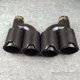Muffler One Pair H Style Carbon Fibre Exhaust End Tips Glossy Black Stainless Steel For With M Logo Drop Delivery Mobiles Motorcycle Dhj8E