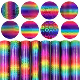 Window Stickers Holographic Rainbow Leopard Permanent Gradient Adhesive Craft Making Sign Cricut Film For Wall Glass Car Cup Decor181J