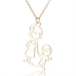 Pendant Necklaces Girl Mother Child Hand In Necklace Woman Collarbone Chain Gift