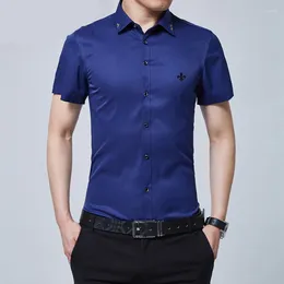 Men's Casual Shirts 2024 Men Short Sleeve Slim Fit Dress Shirt Plus Size Clothing Business Clothes Spandex Polyester Fibre