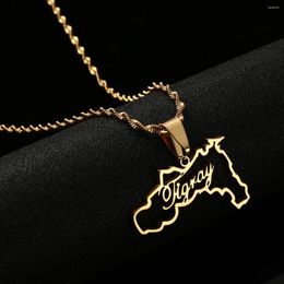 Pendant Necklaces Hollow Gold Colour Stainless Steel Tigray Region Map Flag Of Ethiopia For Women Girls Jewellery