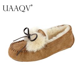 Natural Dress Women Fur Shoes Moccasins Loafers Soft Genuine Leather Leisure Flats Female Casual Footwear Size e