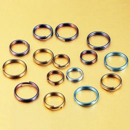 Keychains 10pcs Real Titanium Key Ring Super Lightweight Coil Hanging Buckle Rings Holder Toasted Blue Keychain Accessories