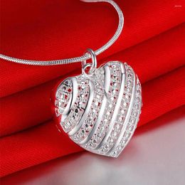 Chains Hollow Solid Love Heart Silver Plated Necklace Sale Necklaces & Pendants /HCWISUME XKUXLUCJ