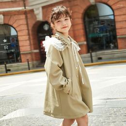 Coat Kids Trench Khaki Costume Fashion Winter Teenager Christmas Outerwear Jacket Double Breasted Long Windbreaker For Girl