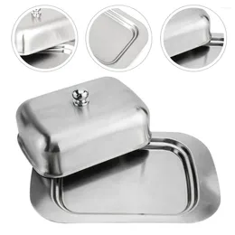 Dinnerware Sets Stainless Steel Butter Box Household Keeper Tray Cake Accessory Storage Supply Dish