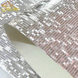 Whole- Glitter Mosaic Wallpaper Background Wall Wallpaper Gold Foil Wallpaper Silver Ceiling Wallcovering Papel De Parede273B