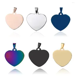 Pendant Necklaces 5Pcs Stainless Steel Heart Dog Tags ID Necklace Unisex Jewelry 6 Colors Without Chain Double Side Polish