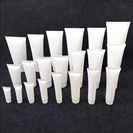 Empty Refillable White Plastic Cosmetic Tube Lip Balm Containers Hand Cream Cleanser Sunscreen Trial Packing Squeezed Upside Down Bottl Mslb