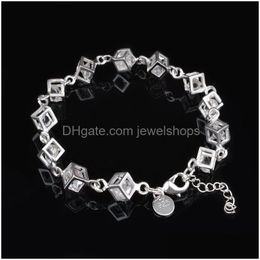 Charm Bracelets Diamond Charm Bracelet Jewelry For Women 925 Sterling Sier Plated Lady Girls Gift Fashion Colorf White Crystal Box Wit Dhrqo