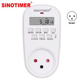 Timers SINOTIMER Israel Plug Digital Weekly Programmable Electrical Wall Plug-in Power Socket Timer Switch Outlet Time Clock 220V 230422