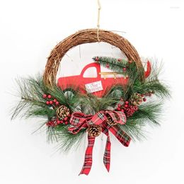 Decorative Flowers Unlit Wreath With Truck Including Ornament 17.7" (Multi-color)