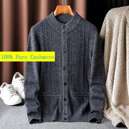 Men's Sweaters New Arrival Fashion 100% Cashmere Cardigan Men's Large Knitted Open Button Sweater Coat Plus Size S M L XL 2XL 3XL 4XL 5XL 6XLL231122