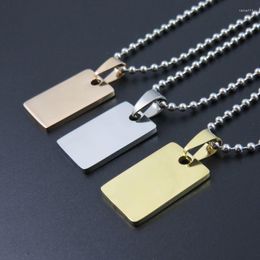 Pendant Necklaces 3Colors 23mm 15mm Small Cute Stainless Steel Dog Tags With 50cm Chain For Man & Women Fashion Jewellery