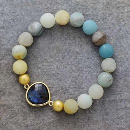 Strand Classic 10MM Amazonite Stone Labradorite Stretch Elastic Beads Bracelet Spiritual Meditation Jewellery Wholesale