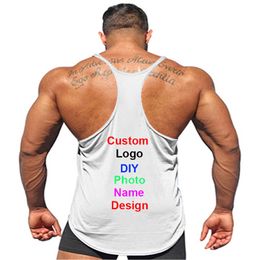 Men's Tank Tops DIY Bodybuilding Stringer Top Po Name Design Summer Fitness Mens Gym Clothing Customized Cotton Sleeveless Shirt 230422