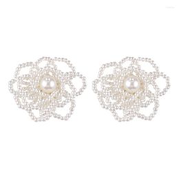 Stud Earrings Elegant Korean Hollow Flower Pattern Imitation Pearl For Women Wedding Bridal Jewelry Boucle D'oreille Perle 2023