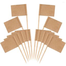 Party Supplies 200 Pack Blank Toothpick Flags Kraft Paper Flag Picks Cheese Markers For Cupcake Food Fruit Decorations