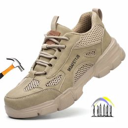 Boots breathable safety shoes man summer work lightweight men anti puncture protective antislip sneakers 231121