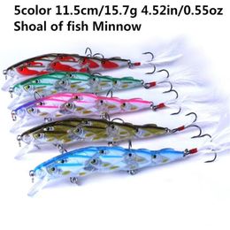 5PCS 11 5cm 15 7g 4 52in 0 55oz Shoal of fish Minnow 5color lure fishing bait Hard Baits Artificial Bionic Fish High-quality316G