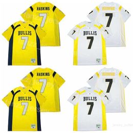 High School Football Bullis Bulldog Jerseys 7 Dwayne Haskins Uniform All Stitched Team Yellow Color White Breathable Pure Cotton Sewn On Pullover Moive College