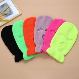 Cycling Caps & Masks Pure Colour Full Face Cover Mask 3 Hole Balaclava Knit Winter Ski Warmer Scarf Outdoor213C
