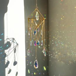 Garden Decorations Hanging Teardrop Suncatcher Crystal Chandelier Wind Chimes for Window Home Decor Light Catcher Living Room 230422