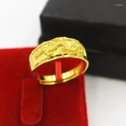 Wedding Rings Fashion Long Term Colour Free Ring Loose Dragon And Phoenix Copper Plated Sand Gold Jewellery Men's Women's Imitation