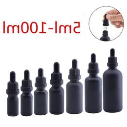 Black Frosted Glass Essential Oil Perfume bottles e Liquid Reagent Pipette Bottles Eye Dropper Aromatherapy Bottle 5ml-100ml Sqruk