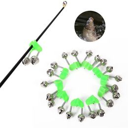 100 Pcs Fishing Bite Alarms Fishing Rod Bells Rod Clamp Tip Clip Bells Ring Green ABS Fishing Accessory New2885