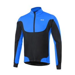 Arsuxeo Men's Cycling Jackets Windproof Thermal Fleece Lined Winter Cycling Jacket Outdoor Sport Coat Riding Long Sleeve Jers337D