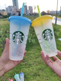 24OZ Starbucks feine Farbwechselbecher in Lebensmittelqualität, hochtransparente Farbwechselbecher und Kaffeetassen