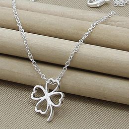 Chains 925 Sterling Silver Four Leaves Clover Pendant Necklaces 18 Inch Chain For Mother Woman Jewellery Gift