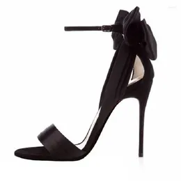 Sandals Summer Silk Face Back Bow Strap Simple Sexy Thin High Heel Banquet Dress Versatile Large Customized Women's Shoes