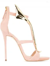 Sandals Summer Gladiator Designer Open Toe High Heel Women Gold Metal Decor Snake Sexy Pumps Heeled Party Shoes