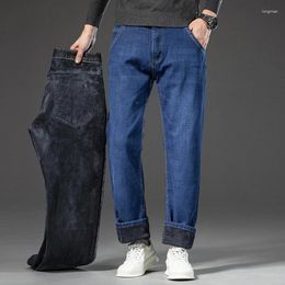 Men's Jeans Large Size 28-42 44 46 Thickened Warm Denim Winter Men Regular Fleece Pants Fashion Soft Velvet Stretch Trousers Dropship