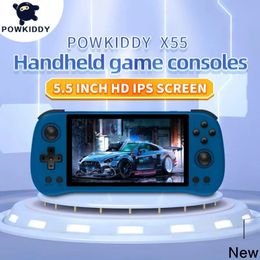 Portable Game Players POWKIDDY X55 Handheld Game Console 5.5 inch IPS Screen RK3566 Open Source Retro Console TV Out Video Games Player Kids Gift 231122